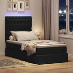 vidaXL Lit avec rangement et LED avec LED Noir 90 x 200 cm Polyester