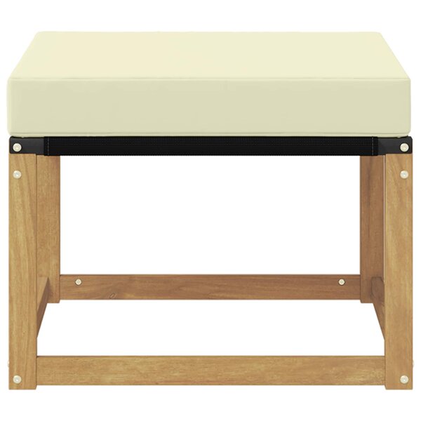 vidaXL Pouf d'Extérieur Bois d'acacia massif et tissu Textilène Blanc