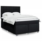 vidaXL Sommier à lattes de lit avec matelas Noir 160x200 cm Tissu