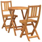 vidaXL Ensemble Bistro Pliable 3 Pièces en Bois Massif d'Acacia