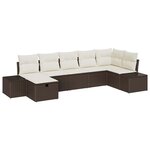 vidaXL Ensemble de canapé de jardin 7 Pièces Marron 55 x 62 x 69 cm