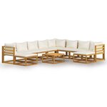 vidaXL Salon de jardin 11 Pièces avec coussin Crème Bois d'acacia solide