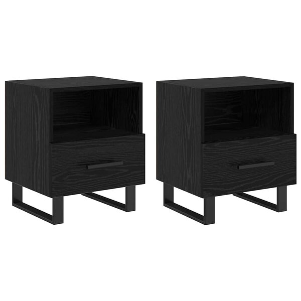 vidaXL Cabinet de chevet 2 Pièces Chêne noir 40 x 35 x 47.5 cm