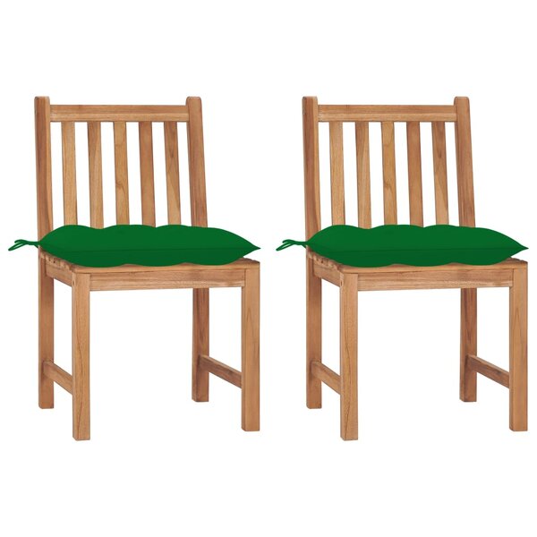 vidaXL Chaises de jardin lot de 2 avec coussins Bois de teck massif
