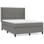 vidaXL Sommier à lattes de lit avec matelas Gris foncé 140x200cm Tissu