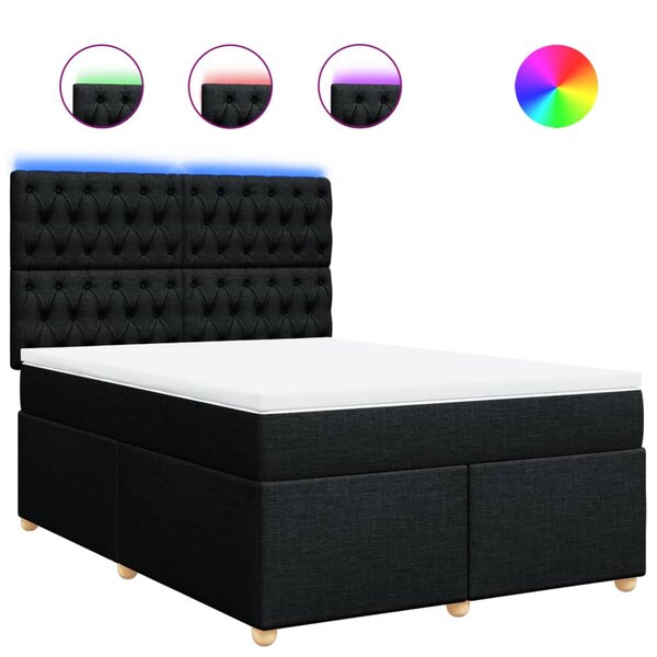 vidaXL Sommier à lattes de lit avec matelas Noir 140x190 cm Tissu