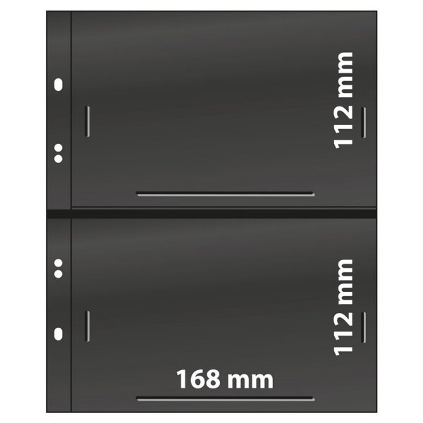 Feuilles Multi Collect Lindner noires à 2 poches pour enveloppes  blocs.