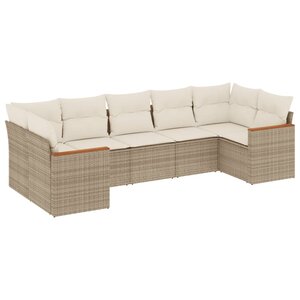 vidaXL Salon de jardin avec coussins 7 Pièces beige résine tressée