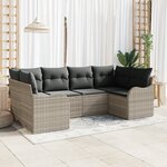 Ensemble de Canapés Jardin 6 Pièces avec Coussins Gris Clair Poly Rattan