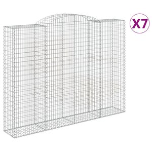 vidaXL Paniers à gabions arqués 7 Pièces 300x50x220/240 cm fer galvanisé