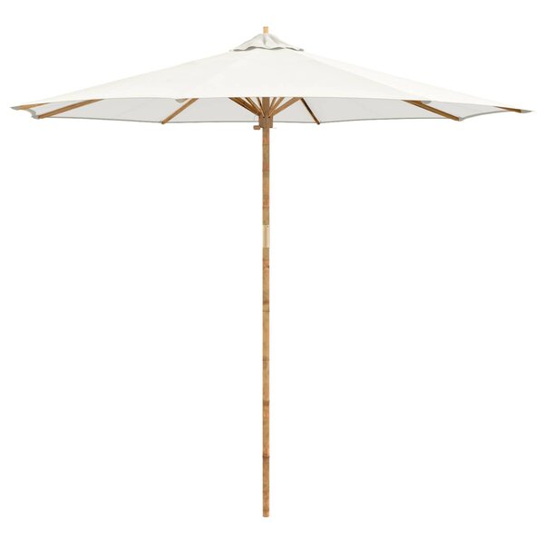 vidaXL Parasol de jardin Ø 270 x 260 cm Bambou Rond Crème blanc