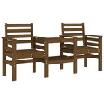 vidaXL Banc de jardin avec table 2 places brun miel bois massif de pin