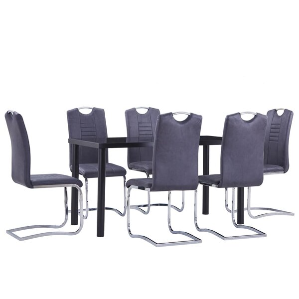 vidaXL Ensemble de salle à manger 7 Pièces Similicuir daim Gris
