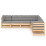 Salon de jardin meuble d'extérieur ensemble de mobilier 7 pièces avec coussins bois de pin massif 02_0017102