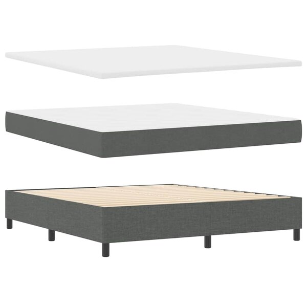 vidaXL Lit à ressorts avec matelas Gris foncé 180 x 200 cm tissu