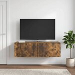 vidaXL Meuble TV mural 98 x 41 x 30 cm Chêne fumé Bois d'ingénierie