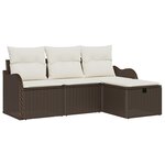 vidaXL Ensemble de Canapés de Jardin 4 pièces avec Coussins Rattan Poly Marron