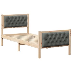vidaXL Cadre de lit avec tête de lit Gris foncé 80 x 200 cm Pin massif