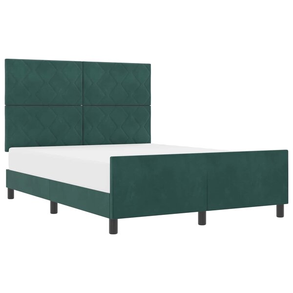 vidaXL Lit à ressorts avec tête de lit Vert foncé 140 x 200 cm Velours