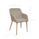 vidaXL Chaises à manger lot de 2 beige tissu et chêne massif