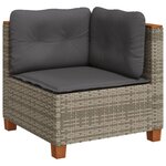 vidaXL Canapé d'angle de jardin avec coussins gris résine tressée