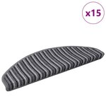 vidaXL Tapis d'escalier auto-adhésifs 15 Pièces Gris 65 x 21 x 4 cm