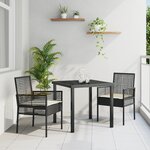 Chaises de jardin vidaXL 2 Pièces avec coussins Noir Poly Rattan