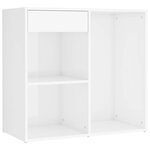 vidaXL Coiffeuse à LED avec armoire Blanc brillant Bois d'ingénierie