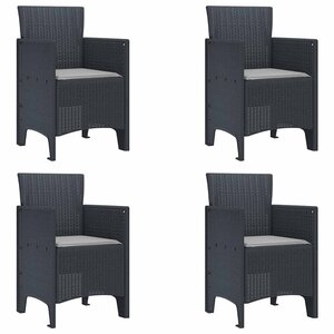 vidaXL Chaise de jardin 4 Pièces Anthracite 53 x 49 x 85 cm PP