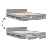 vidaXL Cadre de lit avec tiroirs sans matelas sonoma gris 135x190 cm