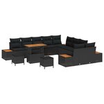 vidaXL Ensemble de canapé de jardin 13 Pièces Noir Poly rotin