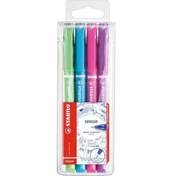 Pochette de 4 stylos-feutres pointe extra-fine sur amortisseur Couleurs fun STABILO