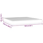 vidaXL Matelas de lit à ressorts ensachés fermeté moyenne 160x220x20 cm velours