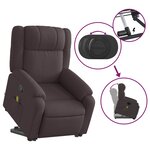 vidaXL Fauteuil inclinable de massage Marron foncé Tissu