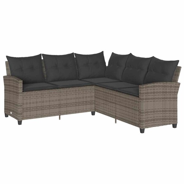 vidaXL Canapés en forme de L avec coussins gris résine tressée