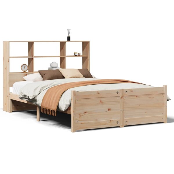 vidaXL Lit bibliothèque sans matelas 140x200 cm bois massif de pin