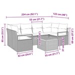 vidaXL Ensemble de canapé de jardin avec coussin 7 Pièces Noir Poly rotin