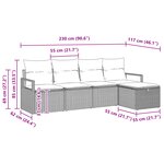Ensemble de canapé de jardin de 5 pièces avec coussins noir poly rattan