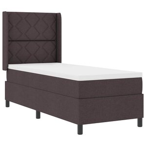 vidaXL Lit à ressort LED avec matelas Marron foncé 90 x 190 cm tissu
