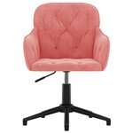 Chaise fauteuil siège pivotante de bureau informatique étude velours rose 02_0024170