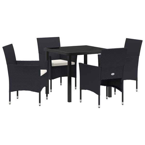 vidaXL Ensemble de Salle à Manger de Jardin 5 pièces Noir Rotin Synthétique