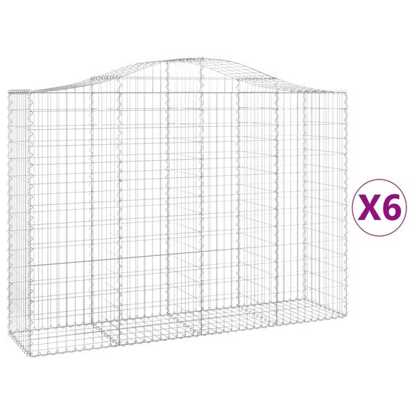 vidaXL Paniers à gabions arqués 6 Pièces 200x50x140/160 cm Fer galvanisé