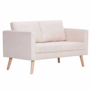 vidaXL Canapé à 2 places Tissu Crème