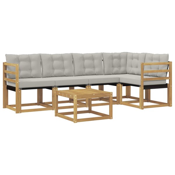 vidaXL Ensemble de canapés d'extérieur 6 Pièces Blanc et gris clair