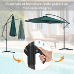 Parasol déporté octogonal inclinable manivelle pied acier Ø 3 x 2 5H m vert