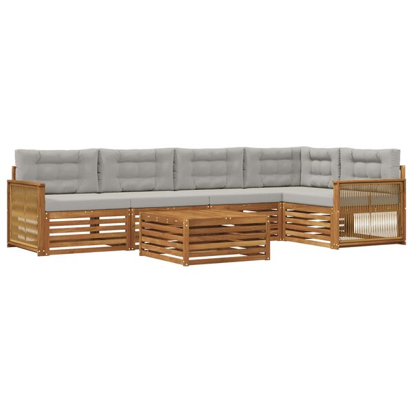 vidaXL Ensemble de canapés d'extérieur 6 pc Naturel et gris clair