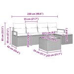 Ensemble de canapé de jardin de 5 pièces avec coussins en poly rotin noir
