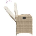 vidaXL Ensemble à manger de jardin et coussins 7 Pièces beige poly rotin