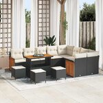 vidaXL Ensemble de canapé de jardin 13 Pièces Noir et Crème