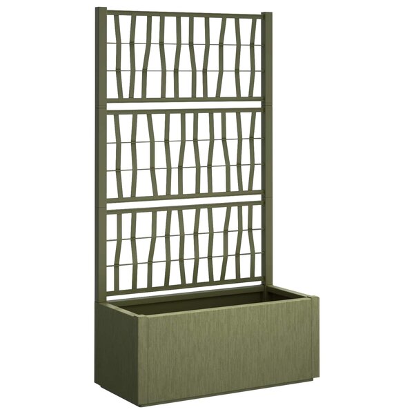 vidaXL Bac à fleurs avec Treillis Vert 80 x 36 x 140 cm PP